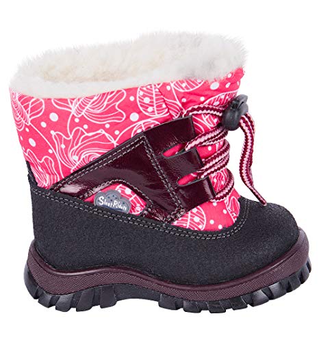 Boots 13-651/652 Coral Autumn Winter Cold Weather Outdoor Shoes for Boys and Girls - Genuine Leather - Natural Wool - Slip Resistant