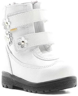 Boots 14-654 White Autumn Winter Outdoor Shoes for Boys and Girls - Genuine Leather - Natural Fur