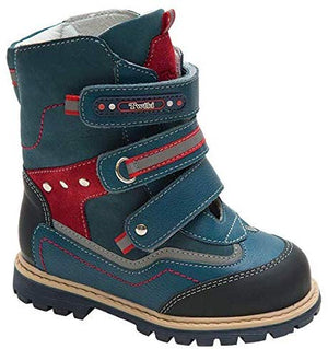 Twiki Orthopedic Boots TW-503-1 Blue/Red Autumn Winter Outdoor Hight Top Insulated Shoes Three Fasteners Baby Toddler Kids Boys Girls