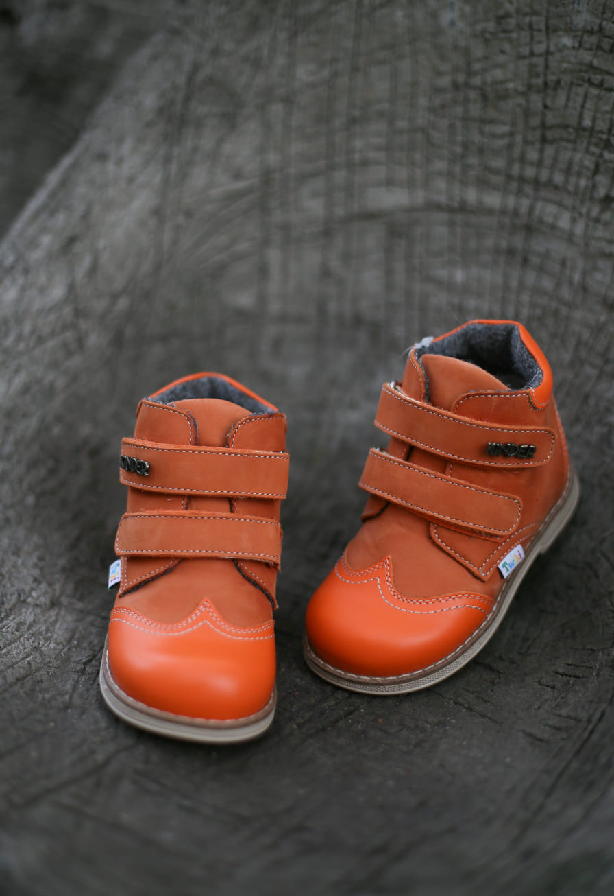 Twiki Orthopedic Boots TW-318-6 Orange Autumn Winter Outdoor Shoes Two Fasteners Baby Toddler Kids Boys Girls